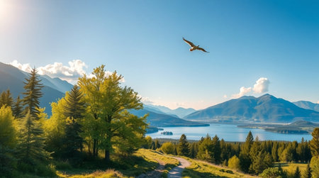 A hidden forest pond completely still and crystal clear.の写真素材