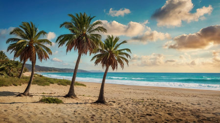 A secluded lagoon surrounded by steep green cliffs.の写真素材