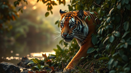 Beautiful tiger in the jungle. (Panthera tigris altaica)
