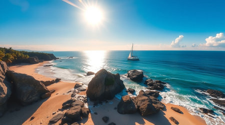 A snowy field sparkling under clear winter sunshine.の写真素材