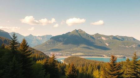 Mountains and lakeの写真素材