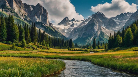 A tropical beach lined with swaying coconut palms.の写真素材