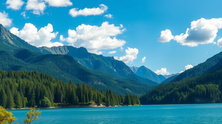 At the bottom, deep moss hues create texture leading into the luminous water path at the center.の写真素材