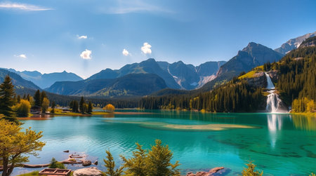 A panoramic view of the beautiful lake