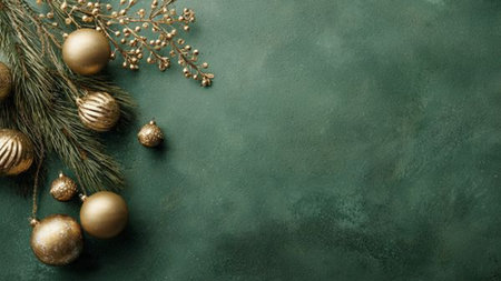 Christmas composition. Christmas, new year concept. Flat lay, top view, copy spaceの写真素材