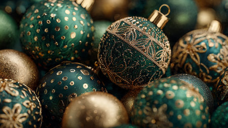 Closeup of Christmas ornaments. New Year's background.の写真素材
