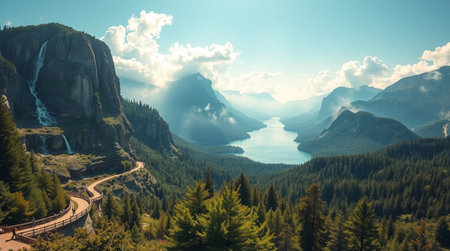 Beautiful panoramic view of a national park, California, USAの写真素材