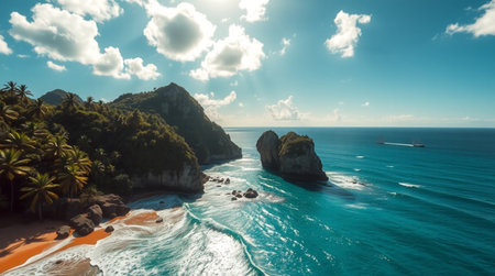Aerial view of beautiful beach in Nusa Penida, Bali, Indonesiaの写真素材