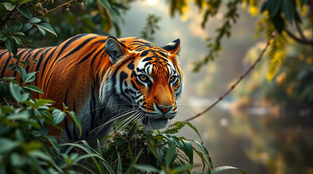Tiger on nature background, Panthera tigris altaica