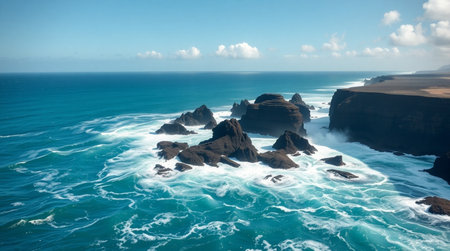 Panoramic view of the cliffs in the Atlantic Ocean, Portugal