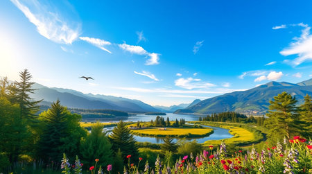 A lush rice field sparkling under sunlight.の写真素材