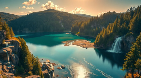 Beautiful mountain lake in the Carpathian mountains.の写真素材