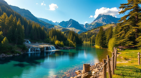 Mountain lake in the Dolomites. Italy, Europe.の写真素材
