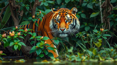 Sumatran tiger in natural habitat. Tiger in natural habitat.