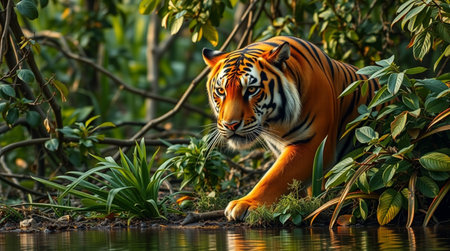 Sumatran Tiger in natural habitat.