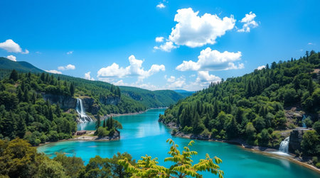 Beautiful landscape view of Plitvice Lakes National Park, Croatiaの写真素材
