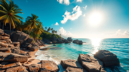 Tropical beach at Seychelles - nature and travel background
