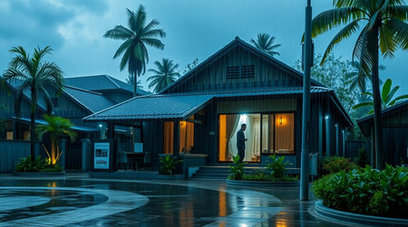 Night view of a hotel in Koh Samui, Thailand.