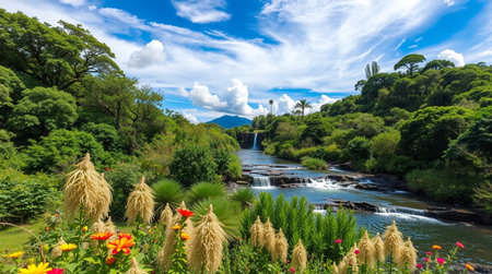 Beautiful view of the Waikato Falls in New Zealand.