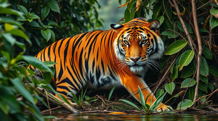 Portrait of Amur tiger in the jungle