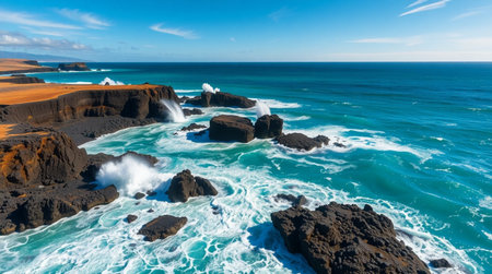 Rugged Atlantic Ocean Coast in Canary Islands Spain