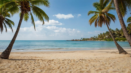 Cloudy warm sky over tropical beach dunes.の写真素材