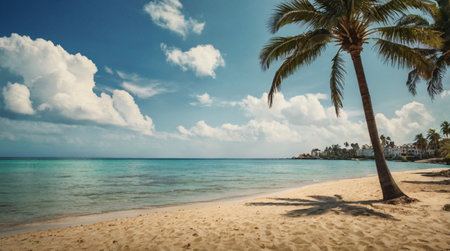 High noon tropical waves breaking softly ashore.の写真素材