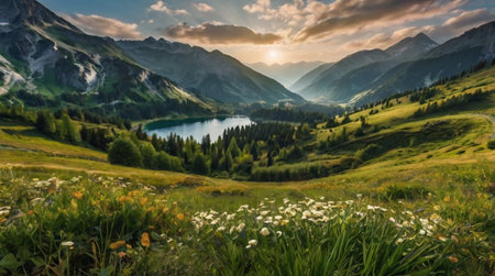 Moss stones along flowing crystal stream.の写真素材