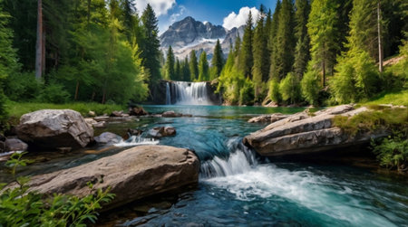 A calm wetland reflecting colorful sunset clouds.の写真素材