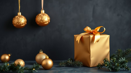 A dramatic light gradient enhances the gloss and detail of the gold dの写真素材