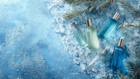 Flat lay emphasizes seasonal purity and product texture.の写真素材