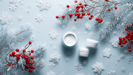 Contents vary: red gel, white cream, golden paste, scrub, and berries.の写真素材