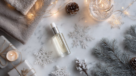 Branding highlighted with decorative spheres and ornaments.の写真素材