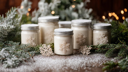 bottles styled with glowing ornaments and golden textures.の写真素材