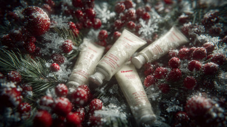 Flat lay highlights textures and seasonal freshness.の写真素材