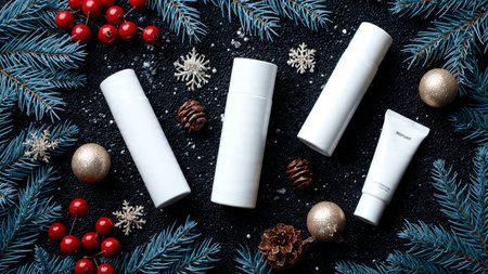 Snowy background enhances cozy, handcrafted aesthetic.の写真素材