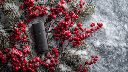 Clean white packaging contrasts with soft blue gradient background.の写真素材