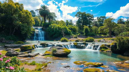 A peaceful bamboo forest with sunlight softly illuminating the tall stalks.の写真素材