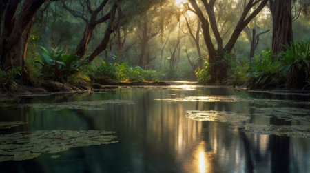 A dramatic canyon with layered red rock walls and clear skies.の写真素材