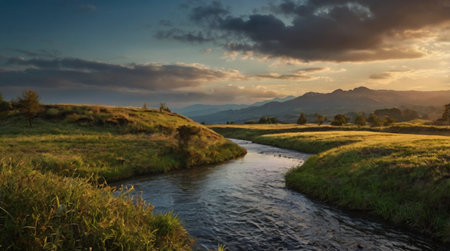 A tropical river under a canopy of giant leaves.の写真素材
