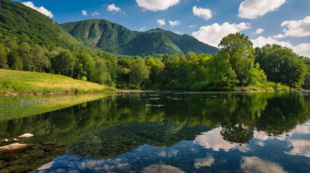 A serene snowy mountaintop under a clear sky.の写真素材