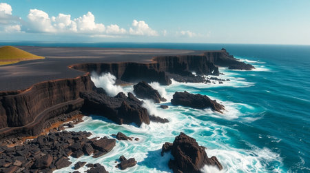A windswept mountain ridge with panoramic views.の写真素材