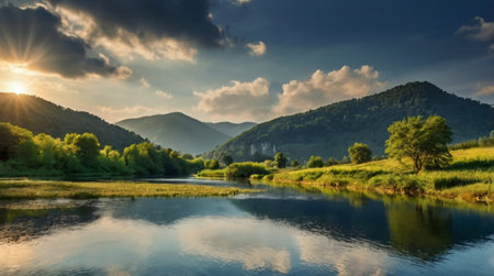 A peaceful shoreline with mist rolling in from the sea.の写真素材