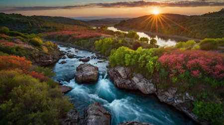 A cloud-filled mountain range under a dramatic sky.の写真素材