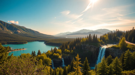 A vibrant lavender field stretching toward the horizon.の写真素材