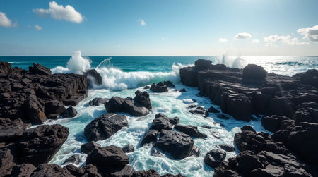 A lush valley filled with rice terraces shimmering in the sun.の写真素材