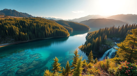 A quiet orchard in full white spring bloom.の写真素材