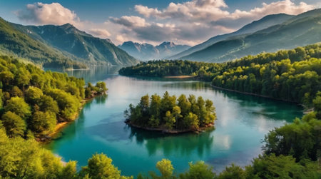 A tropical coral lagoon glowing under sunlight.の写真素材