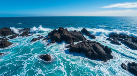 Rolling green hills stretching endlessly beneath soft pastel sunrise colors.の写真素材