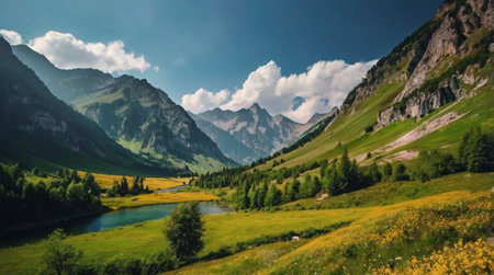 A sweeping highland view under a dramatic cloudscape.の写真素材
